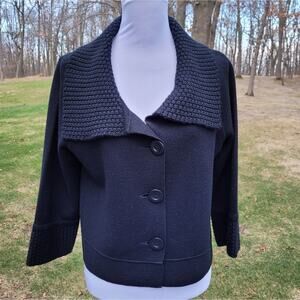 CAbi Black Jackie O Cropped Wool Blend Cardigan style #502 size Medium